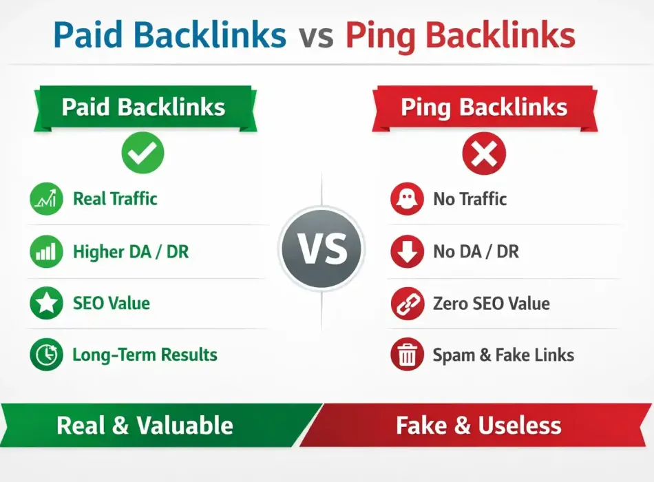 Which is the most powerful type of backlink Paid Backlinks Or Ping Backlinks?